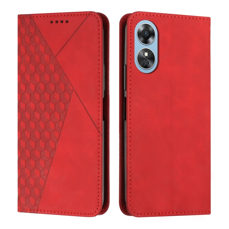 For OPPO A17 Diamond Splicing Skin Feel Magnetic Leather Phone Case