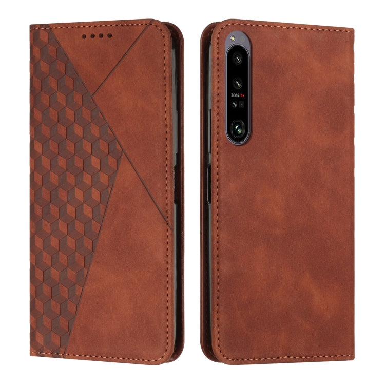 For Sony Xperia 1 IV Diamond Splicing Skin Feel Magnetic Leather Phone Case