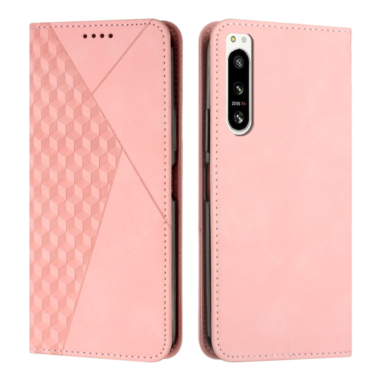 For Sony Xperia 5 IV Diamond Splicing Skin Feel Magnetic Leather Phone Case