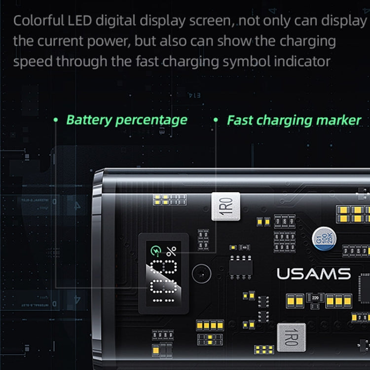 USAMS US-CD189 9000mAh PD20W+QC3.0 Dual Port Fast Charge Digital Display Power Bank
