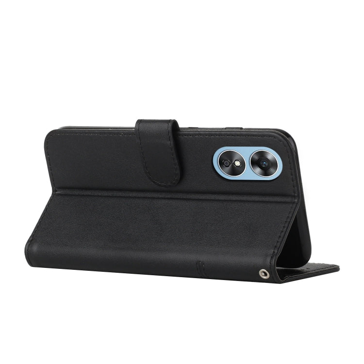 For OPPO A17 Stitching Calf Texture Buckle Leather Phone Case