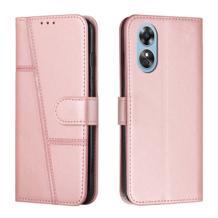For OPPO A17 Stitching Calf Texture Buckle Leather Phone Case
