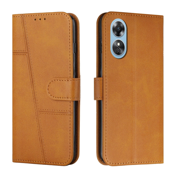 For OPPO A17 Stitching Calf Texture Buckle Leather Phone Case