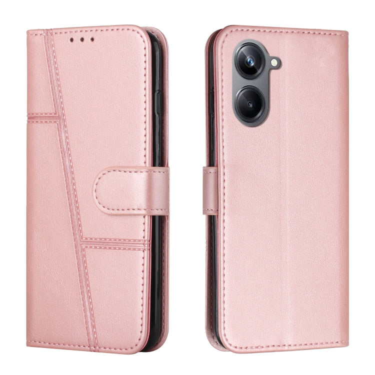 For Realme 10 4G Stitching Calf Texture Buckle Leather Phone Case