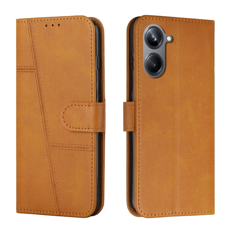 For Realme 10 4G Stitching Calf Texture Buckle Leather Phone Case