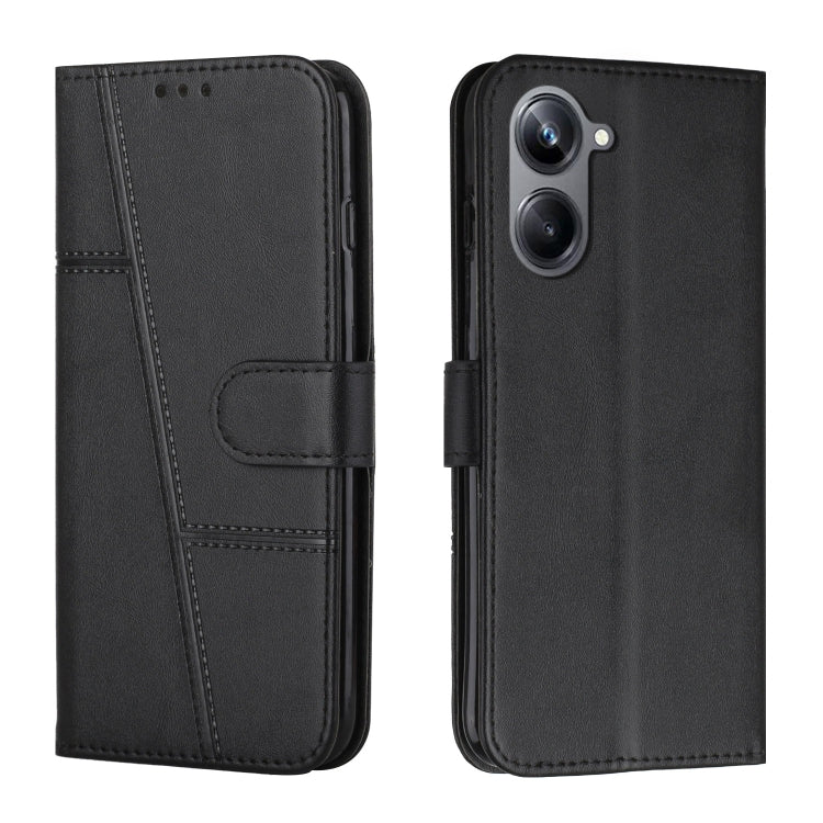 For Realme 10 Pro Stitching Calf Texture Buckle Leather Phone Case