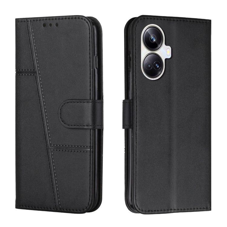 For Realme 10 Pro+ Stitching Calf Texture Buckle Leather Phone Case