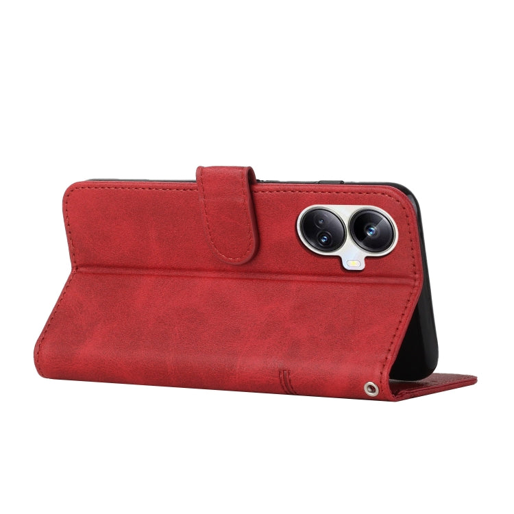 For Realme 10 Pro+ Stitching Calf Texture Buckle Leather Phone Case