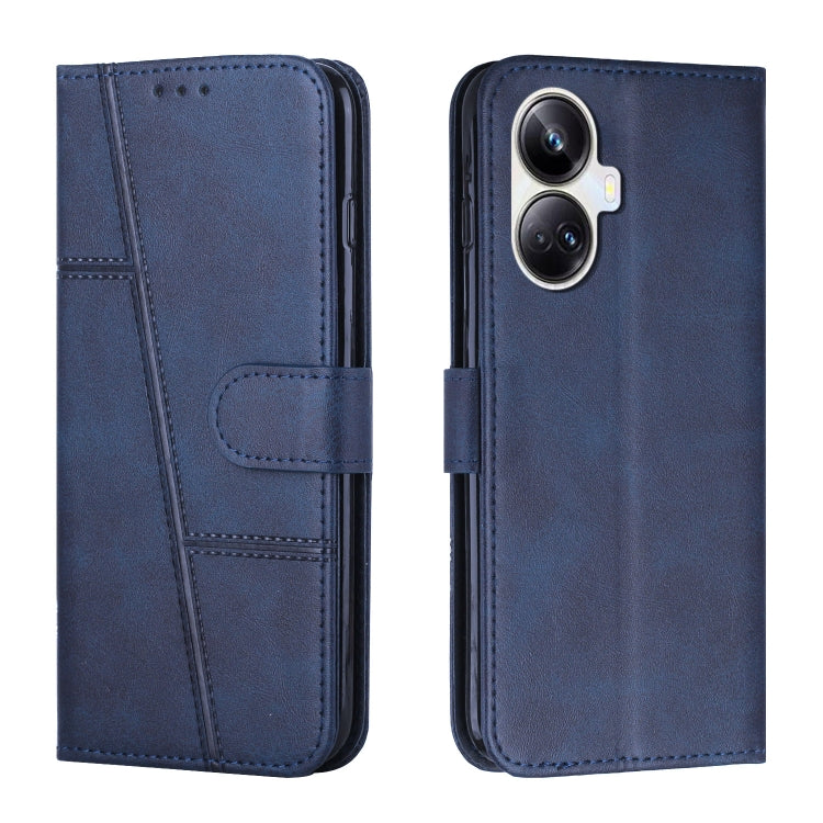 For Realme 10 Pro+ Stitching Calf Texture Buckle Leather Phone Case