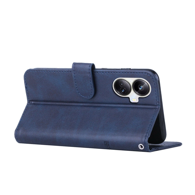 For Realme 10 Pro+ Stitching Calf Texture Buckle Leather Phone Case