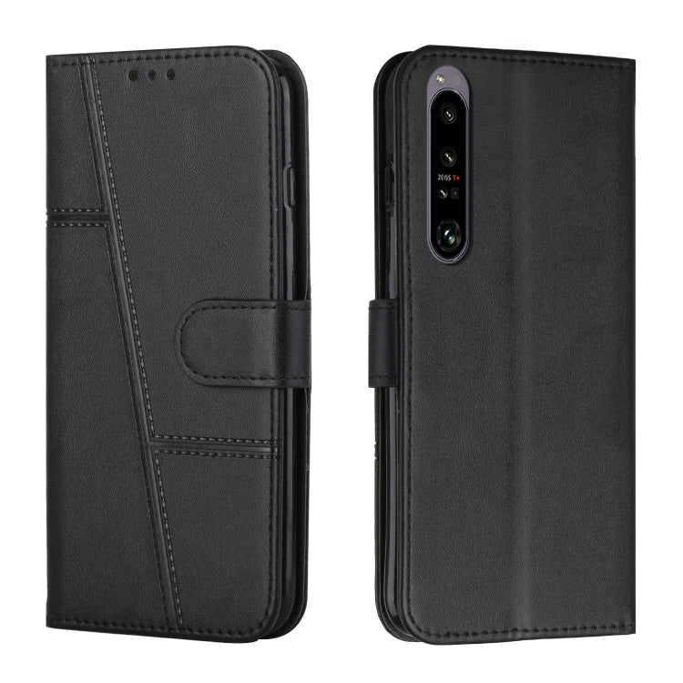 For Sony Xperia 1 IV Stitching Calf Texture Buckle Leather Phone Case