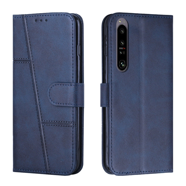 For Sony Xperia 1 IV Stitching Calf Texture Buckle Leather Phone Case