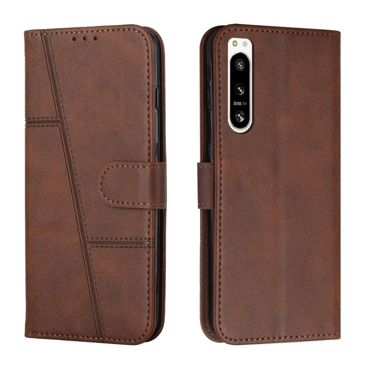 For Sony Xperia 5 IV Stitching Calf Texture Buckle Leather Phone Case