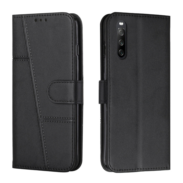 For Sony Xperia 10 IV Stitching Calf Texture Buckle Leather Phone Case