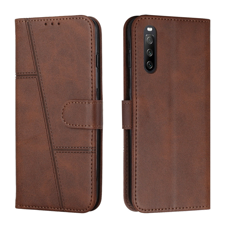 For Sony Xperia 10 IV Stitching Calf Texture Buckle Leather Phone Case