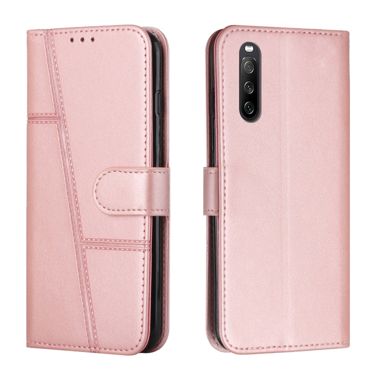 For Sony Xperia 10 IV Stitching Calf Texture Buckle Leather Phone Case