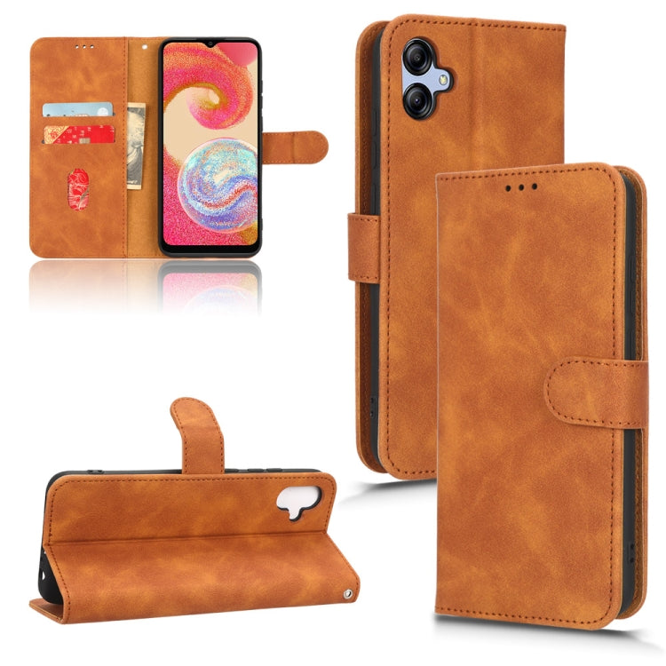 For Samsung Galaxy A04e Skin Feel Magnetic Flip Leather Phone Case