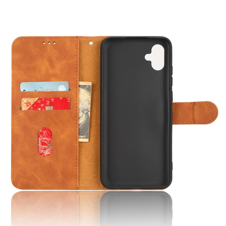 For Samsung Galaxy A04e Skin Feel Magnetic Flip Leather Phone Case
