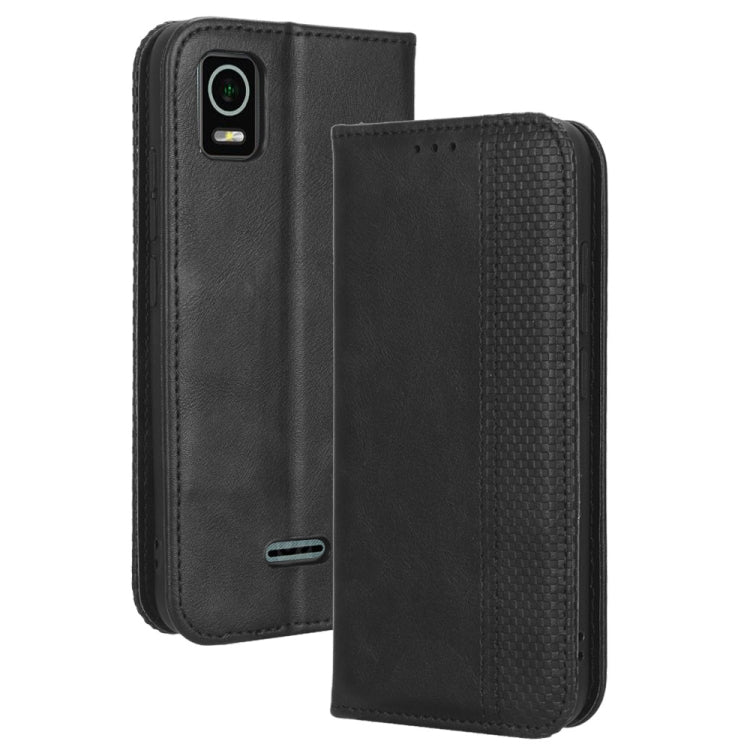 For Cricket Debut Smart Magnetic Buckle Retro Texture Leather Phone Case