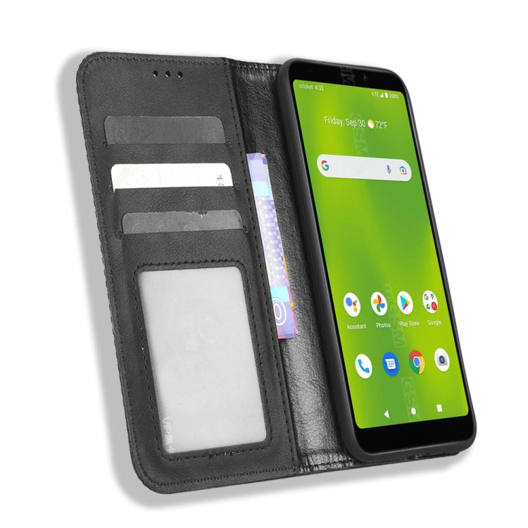 For Cricket Debut Smart Magnetic Buckle Retro Texture Leather Phone Case