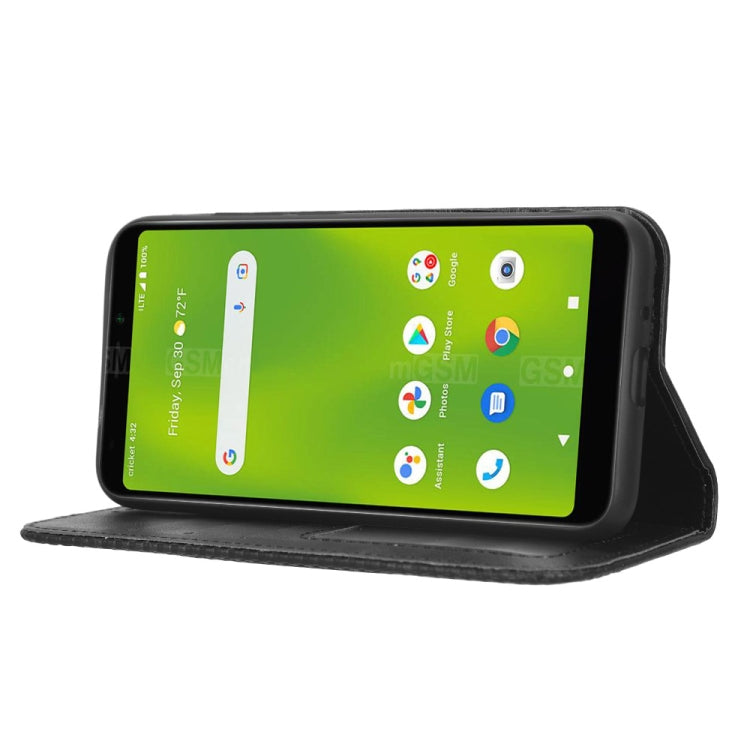 For Cricket Debut Smart Magnetic Buckle Retro Texture Leather Phone Case