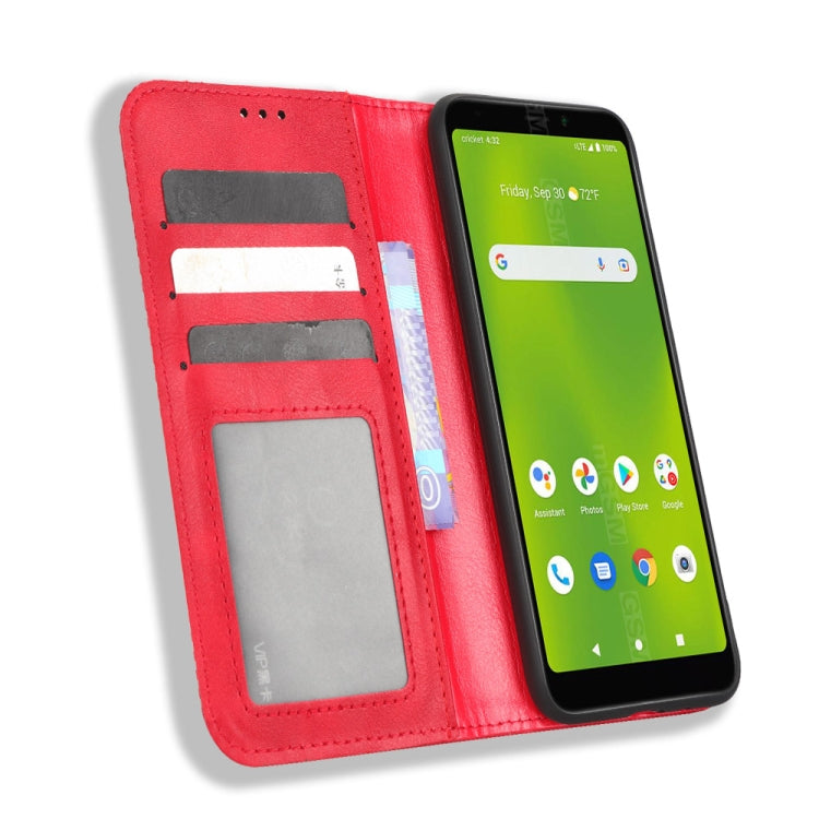 For Cricket Debut Smart Magnetic Buckle Retro Texture Leather Phone Case