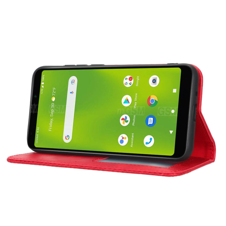 For Cricket Debut Smart Magnetic Buckle Retro Texture Leather Phone Case