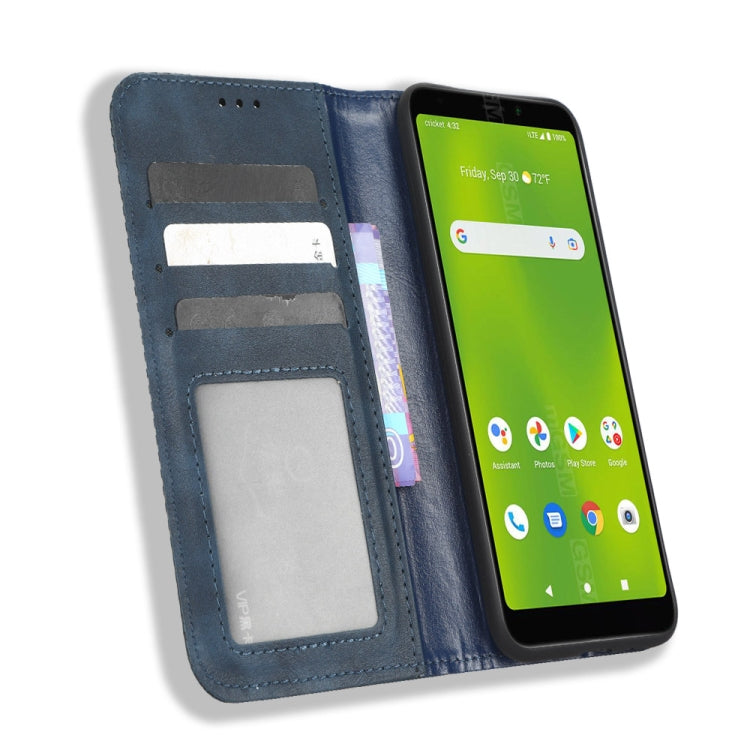 For Cricket Debut Smart Magnetic Buckle Retro Texture Leather Phone Case