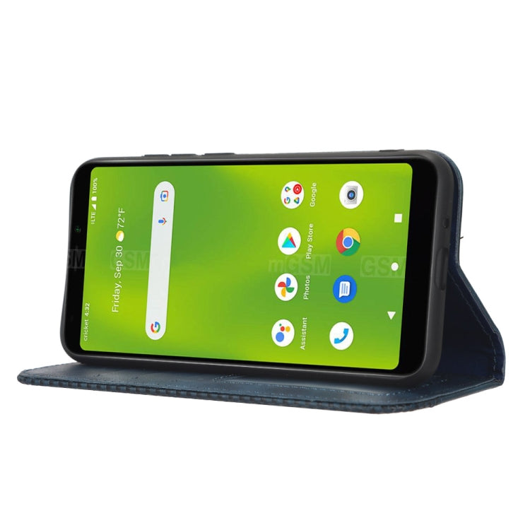 For Cricket Debut Smart Magnetic Buckle Retro Texture Leather Phone Case