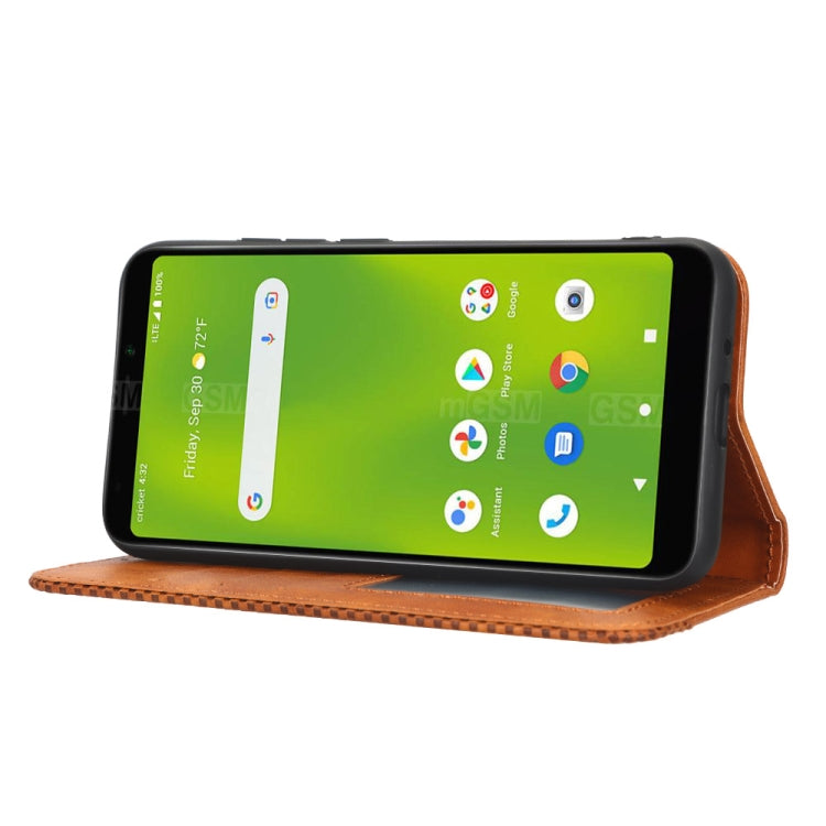 For Cricket Debut Smart Magnetic Buckle Retro Texture Leather Phone Case