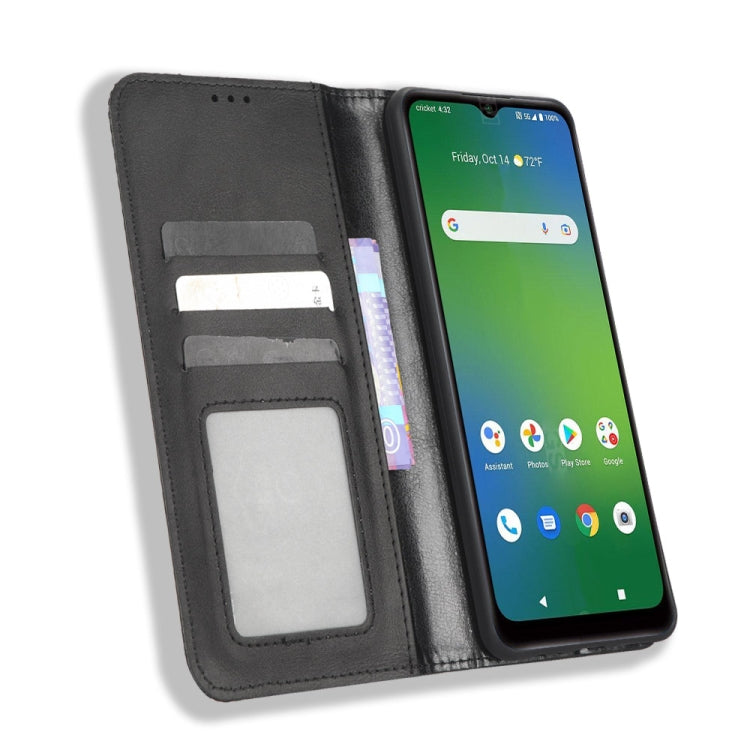 For Cricket Icon 4 Magnetic Buckle Retro Texture Leather Phone Case