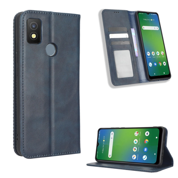 For Cricket Icon 4 Magnetic Buckle Retro Texture Leather Phone Case