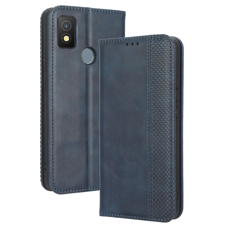 For Cricket Icon 4 Magnetic Buckle Retro Texture Leather Phone Case