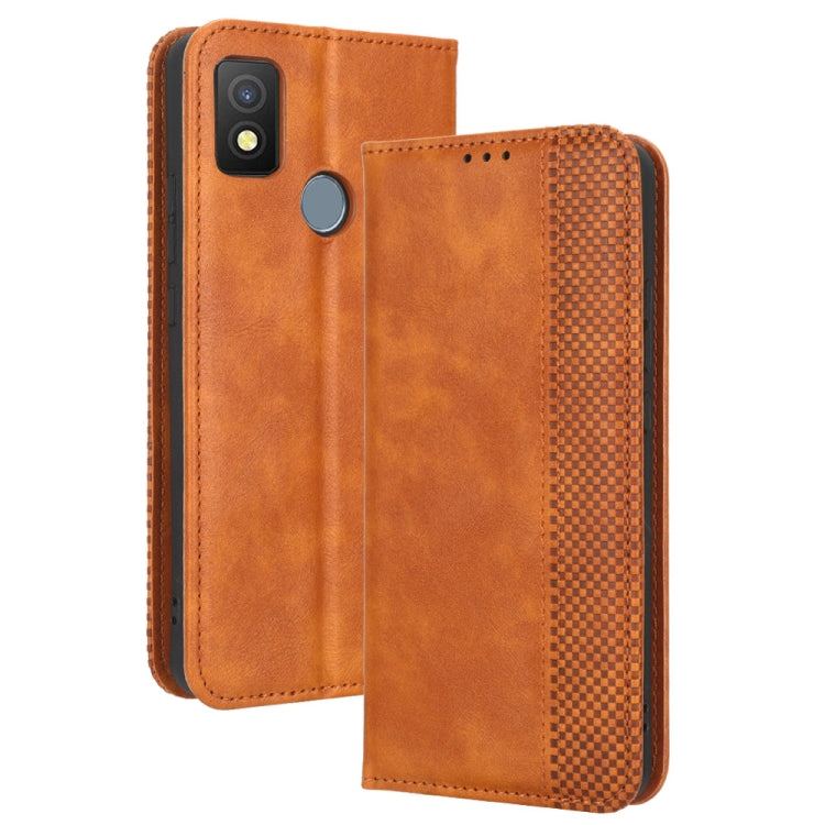 For Cricket Icon 4 Magnetic Buckle Retro Texture Leather Phone Case