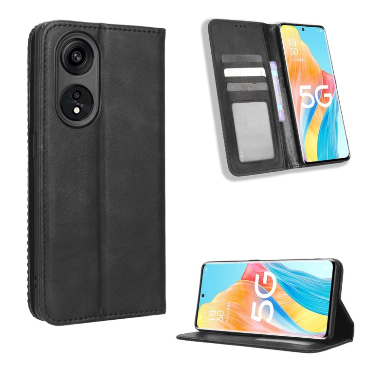 For OPPO A1 Pro Magnetic Buckle Retro Texture Leather Phone Case