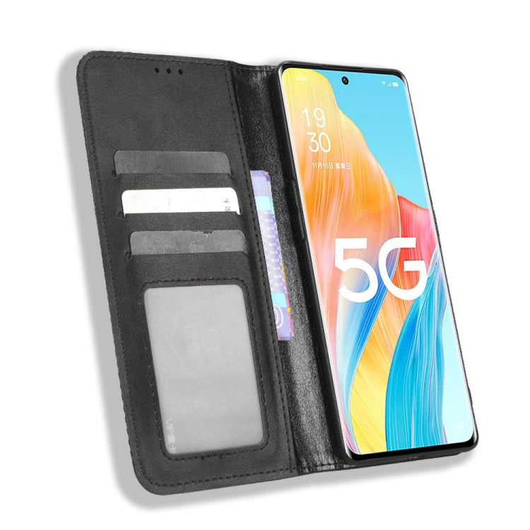 For OPPO A1 Pro Magnetic Buckle Retro Texture Leather Phone Case