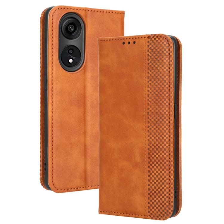 For OPPO A1 Pro Magnetic Buckle Retro Texture Leather Phone Case