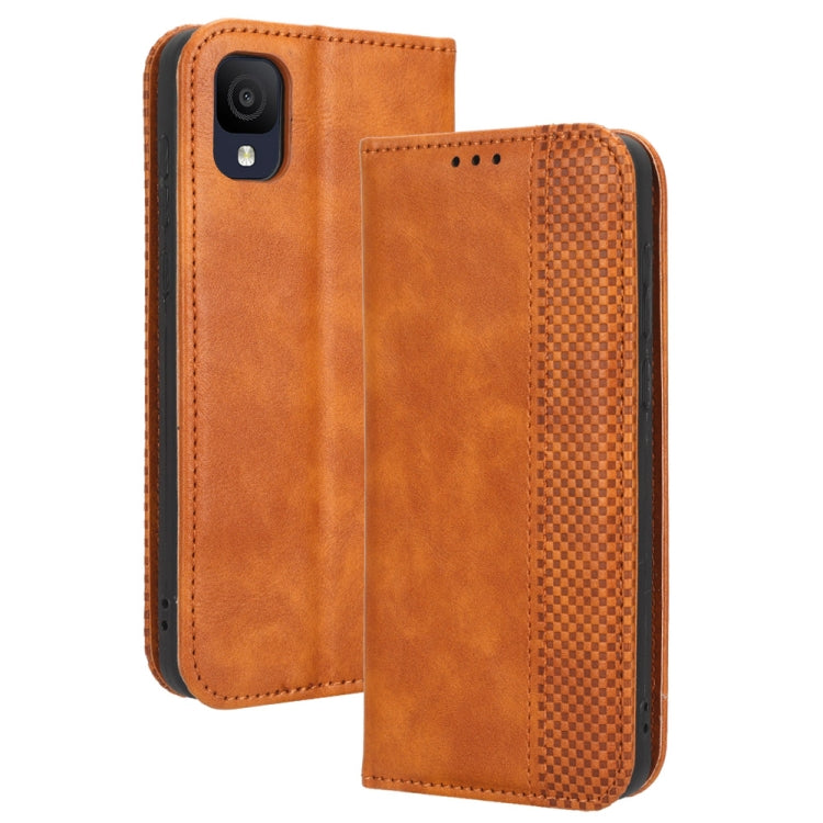 For TCL ION Z Magnetic Buckle Retro Texture Leather Phone Case