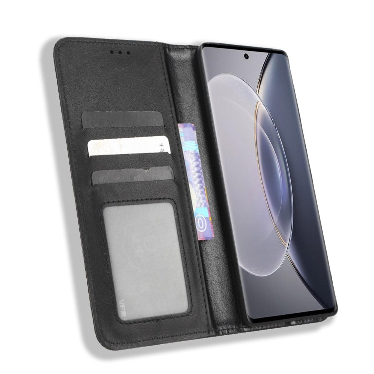 For vivo X90 Pro+ Magnetic Buckle Retro Texture Leather Phone Case