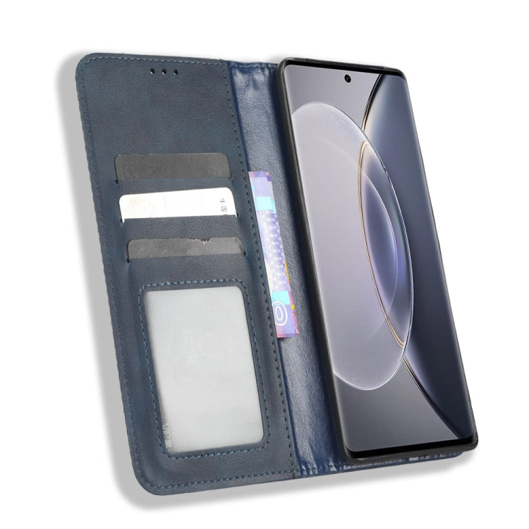 For vivo X90 Pro+ Magnetic Buckle Retro Texture Leather Phone Case