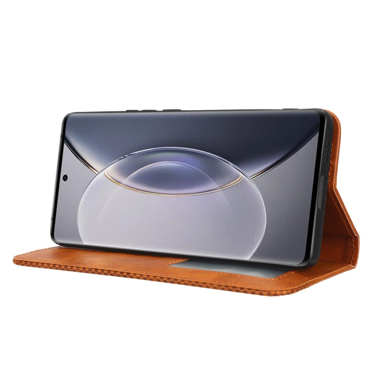 For vivo X90 Pro+ Magnetic Buckle Retro Texture Leather Phone Case