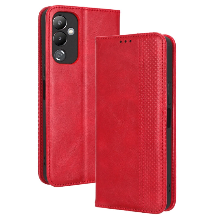 For Tecno Pova 4 Magnetic Buckle Retro Texture Leather Phone Case