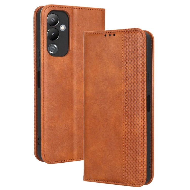 For Tecno Pova 4 Magnetic Buckle Retro Texture Leather Phone Case