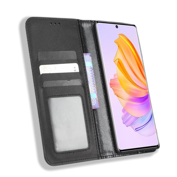 For Honor 80 SE 5G Magnetic Buckle Retro Texture Leather Phone Case