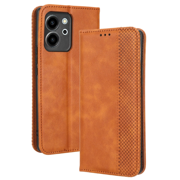 For Honor 80 SE 5G Magnetic Buckle Retro Texture Leather Phone Case