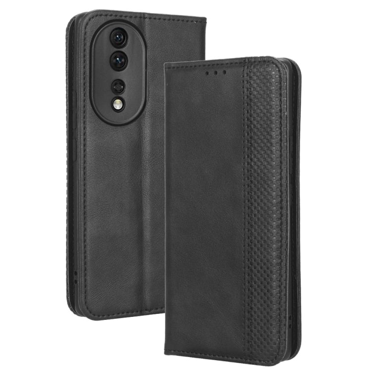 For Honor 80 5G Magnetic Buckle Retro Texture Leather Phone Case