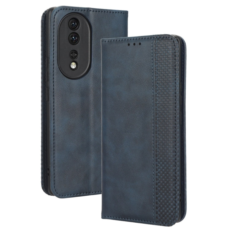 For Honor 80 5G Magnetic Buckle Retro Texture Leather Phone Case