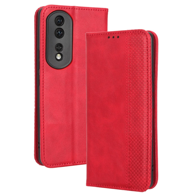 For Honor 80 Pro 5G Magnetic Buckle Retro Texture Leather Phone Case