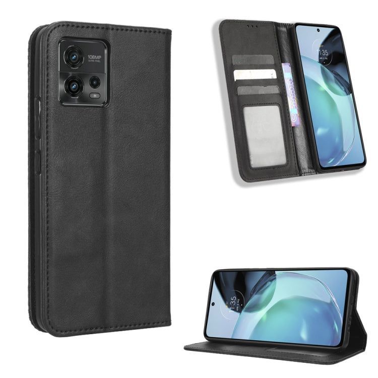 For Motorola Moto G72 4G Magnetic Buckle Retro Texture Leather Phone Case
