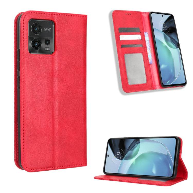 For Motorola Moto G72 4G Magnetic Buckle Retro Texture Leather Phone Case